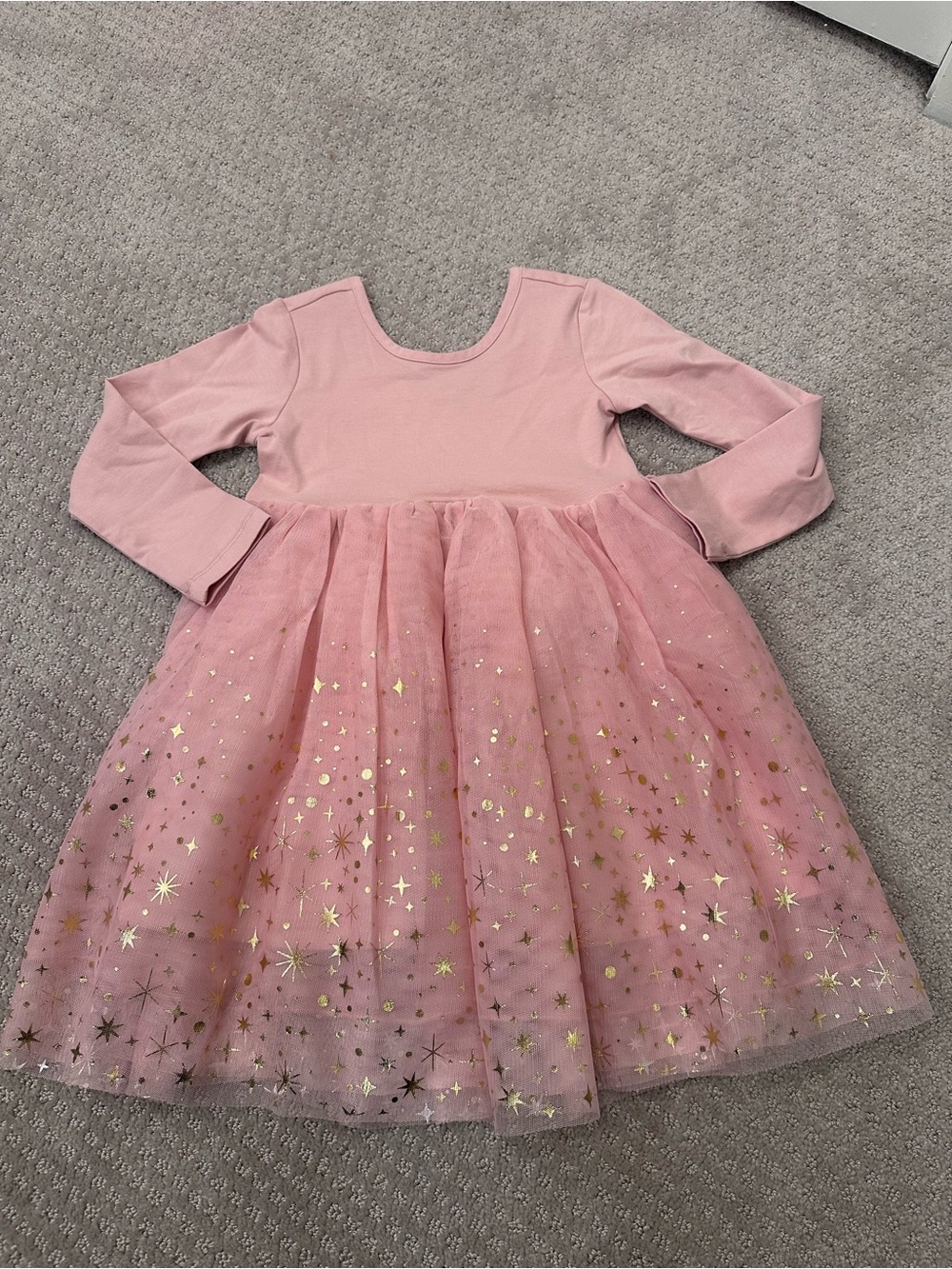 Hanna Andersson Long Sleeve Shimmer Tulle Dress, Size 4, Blush Pink